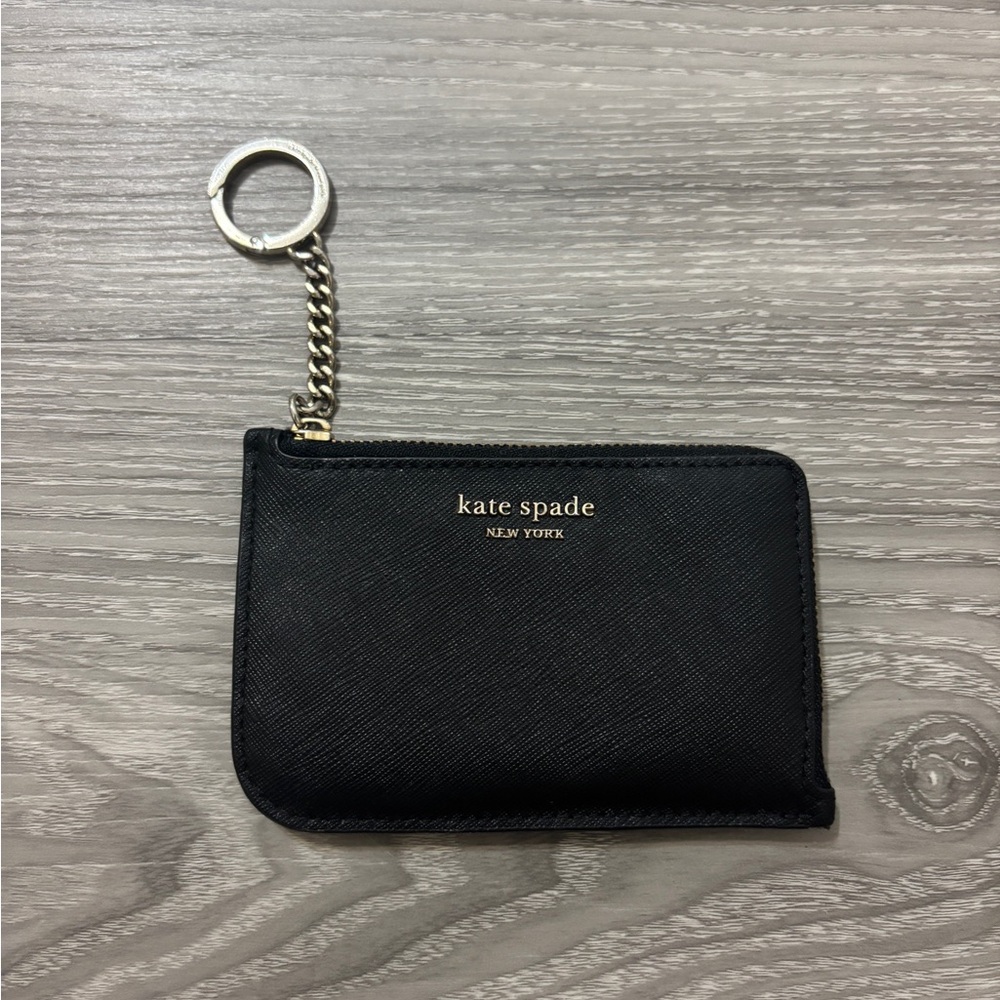 Kate Spade Black Card Holder with silver Chain